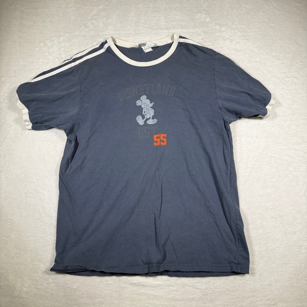 Disneyland Resort Mickey Mouse Ringer‎ T Shirt Adult Large Blue White Disney